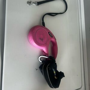 Pink Retractable Dog Leash with Pouch